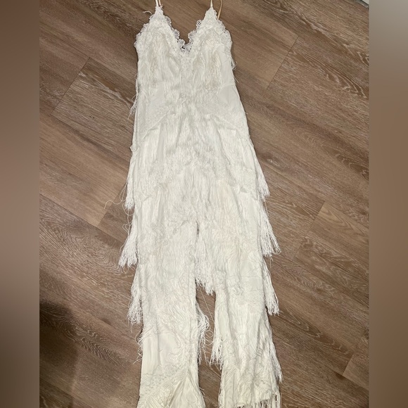 White Fringe Jumpsuit - Picture 2 of 11